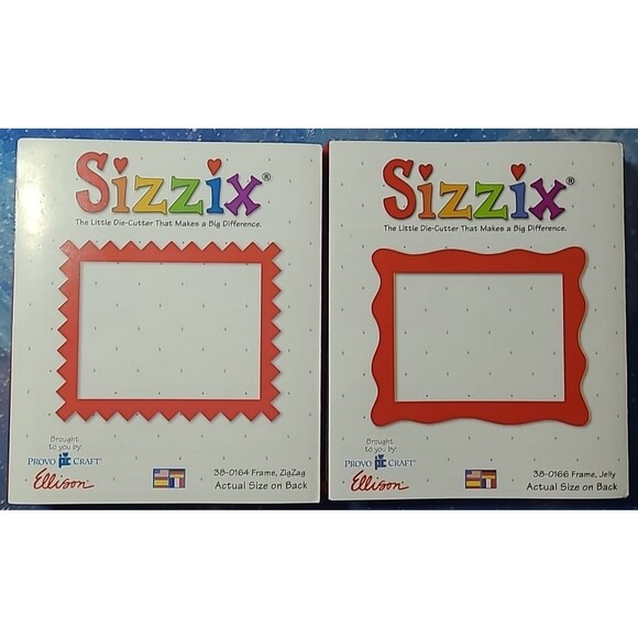 Lot Of 2 Sizzix Originals ZigZag Frame 38-0164 + Jelly Frame Die Cut  38-0166 - Picture 1 of 3